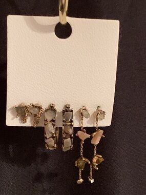 Free People Stone Chips Brass Earring Set